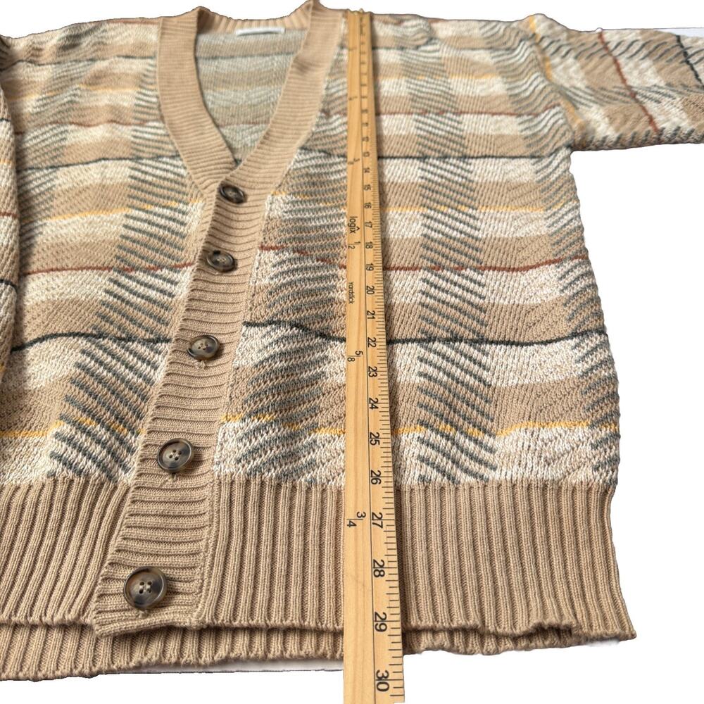 Tricots St. Raphael Men Cardigan Sweater Large Brown Plaid Button Front USA Made - Picture 5 of 9